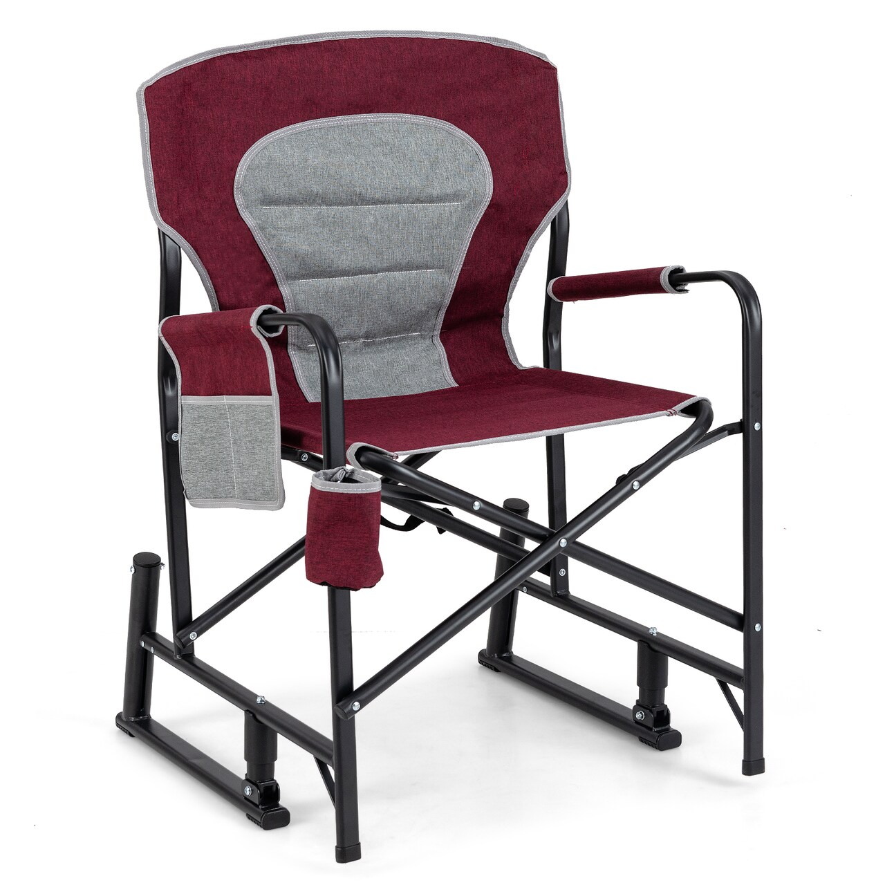 Oxford Rocking Camping Chair with Cup Holder and Storage Pocket